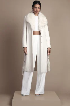 Coast Manteau Mi-Long Ceinturé d'Occasion avec Col en synthétique<Femme Manteaux Et Vestes D’Automne|Vestes & Manteaux