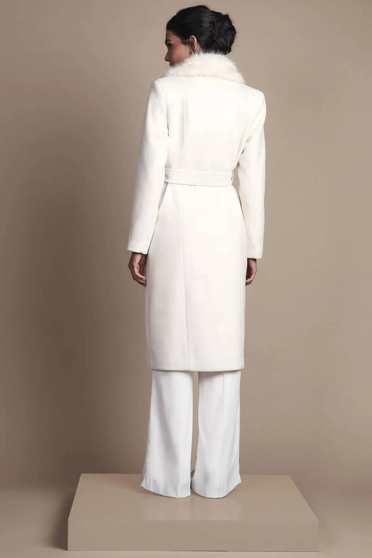 Coast Manteau Mi-Long Ceinturé d'Occasion avec Col en synthétique<Femme Manteaux Et Vestes D’Automne|Vestes & Manteaux