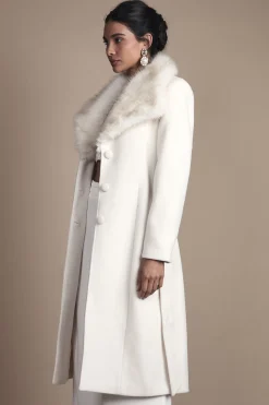 Coast Manteau Mi-Long Ceinturé d'Occasion avec Col en synthétique<Femme Manteaux Et Vestes D’Automne|Vestes & Manteaux