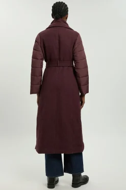 KarenMillen Manteau mi-long ceinturé hybride matelassé en mélange de laine.<Femme Vestes & Manteaux
