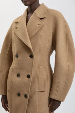 Manteau Mi-long Cintré En Laine À Manches Arrondies