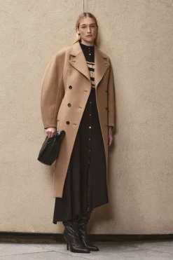 Manteau Mi-long Cintré En Laine À Manches Arrondies