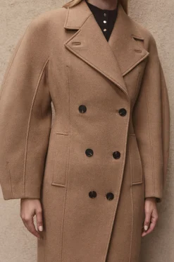 Manteau Mi-long Cintré En Laine À Manches Arrondies