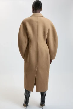 Manteau Mi-long Cintré En Laine À Manches Arrondies