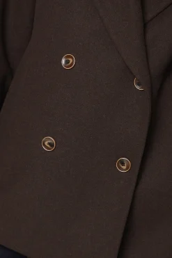 Wallis Manteau Mi-Long à Col Châle Double Boutonnage<Femme Looks Chocolat|Manteaux Et Vestes D’Automne