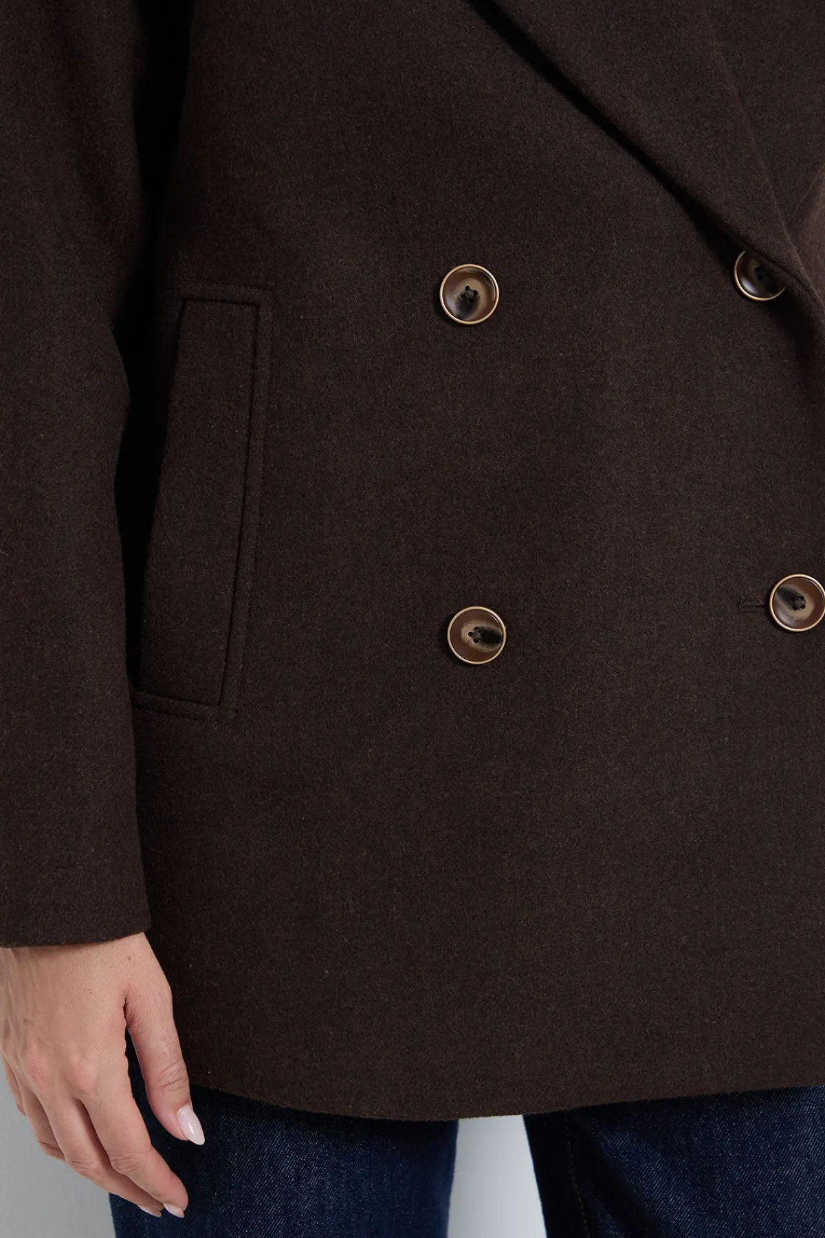 Wallis Manteau Mi-Long à Col Châle Double Boutonnage<Femme Looks Chocolat|Manteaux Et Vestes D’Automne