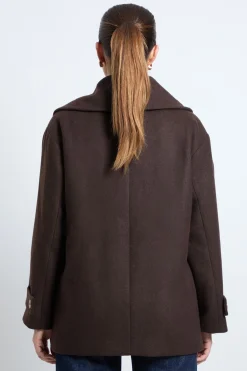 Wallis Manteau Mi-Long à Col Châle Double Boutonnage<Femme Looks Chocolat|Manteaux Et Vestes D’Automne