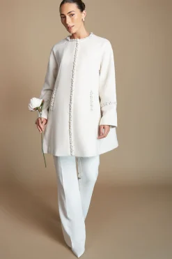Manteau Mi-long De Mariée Avec Détails En Strass