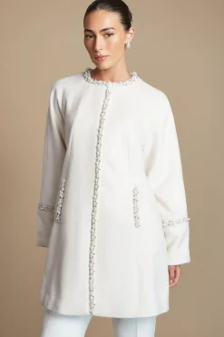 Manteau Mi-long De Mariée Avec Détails En Strass