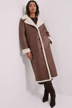 Manteau Mi-long en Peau Lainée