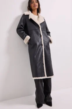 Dorothy Perkins Manteau Mi-Long en Peau Lainée<Femme Manteaux Et Vestes D’Automne|Vestes & Manteaux
