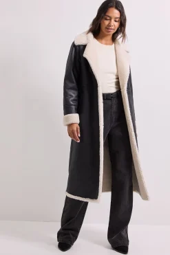 Dorothy Perkins Manteau Mi-Long en Peau Lainée<Femme Manteaux Et Vestes D’Automne|Vestes & Manteaux