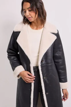 Dorothy Perkins Manteau Mi-Long en Peau Lainée<Femme Manteaux Et Vestes D’Automne|Vestes & Manteaux