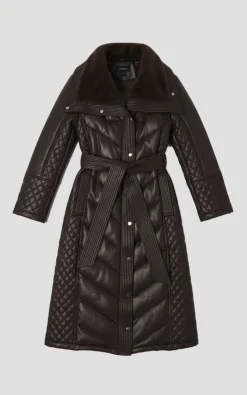 Manteau Mi-Long Matelassé en synthétiquecuir et synthétique