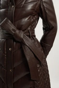 Manteau Mi-Long Matelassé en synthétiquecuir et synthétique