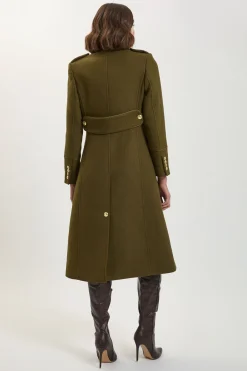 Manteau Mi-Long Militaire Croisé en Laine