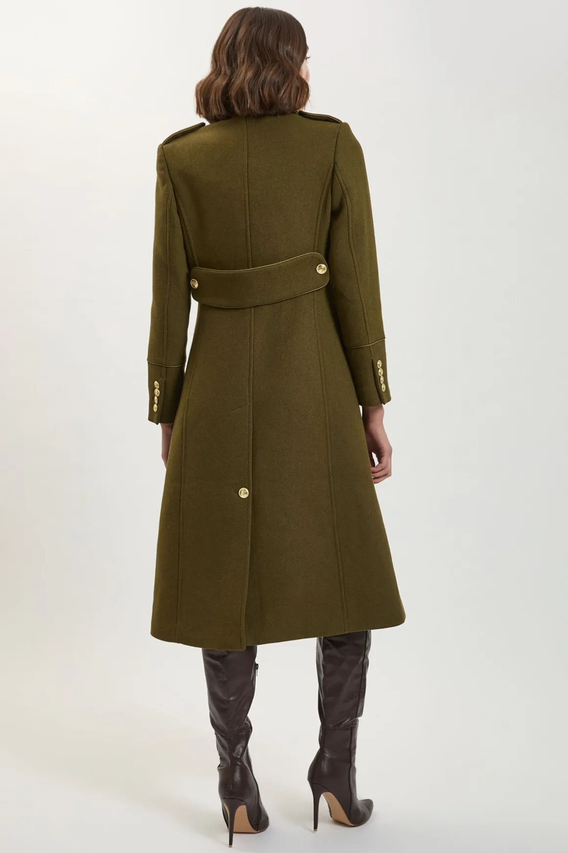 Manteau Mi-Long Militaire Croisé en Laine