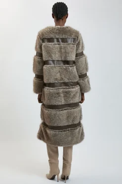 KarenMillen Manteau Mi-long Multi-textures En Synthétique Et Synthétiquecuir<Femme Vestes & Manteaux