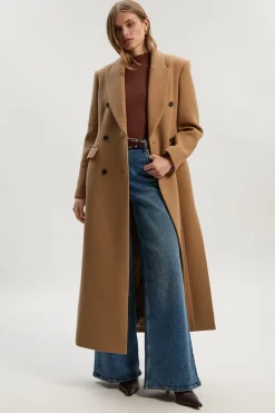 Manteau Mi-Long Tailleur en Laine Croisé Petite Taille