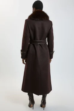 KarenMillen Manteau Mi-long Texturé Ceinturé Avec Col En Synthétique<Femme Vestes & Manteaux