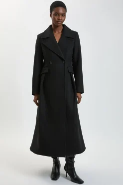 Manteau Mi-long Évasé En Laine Ajusté Petite