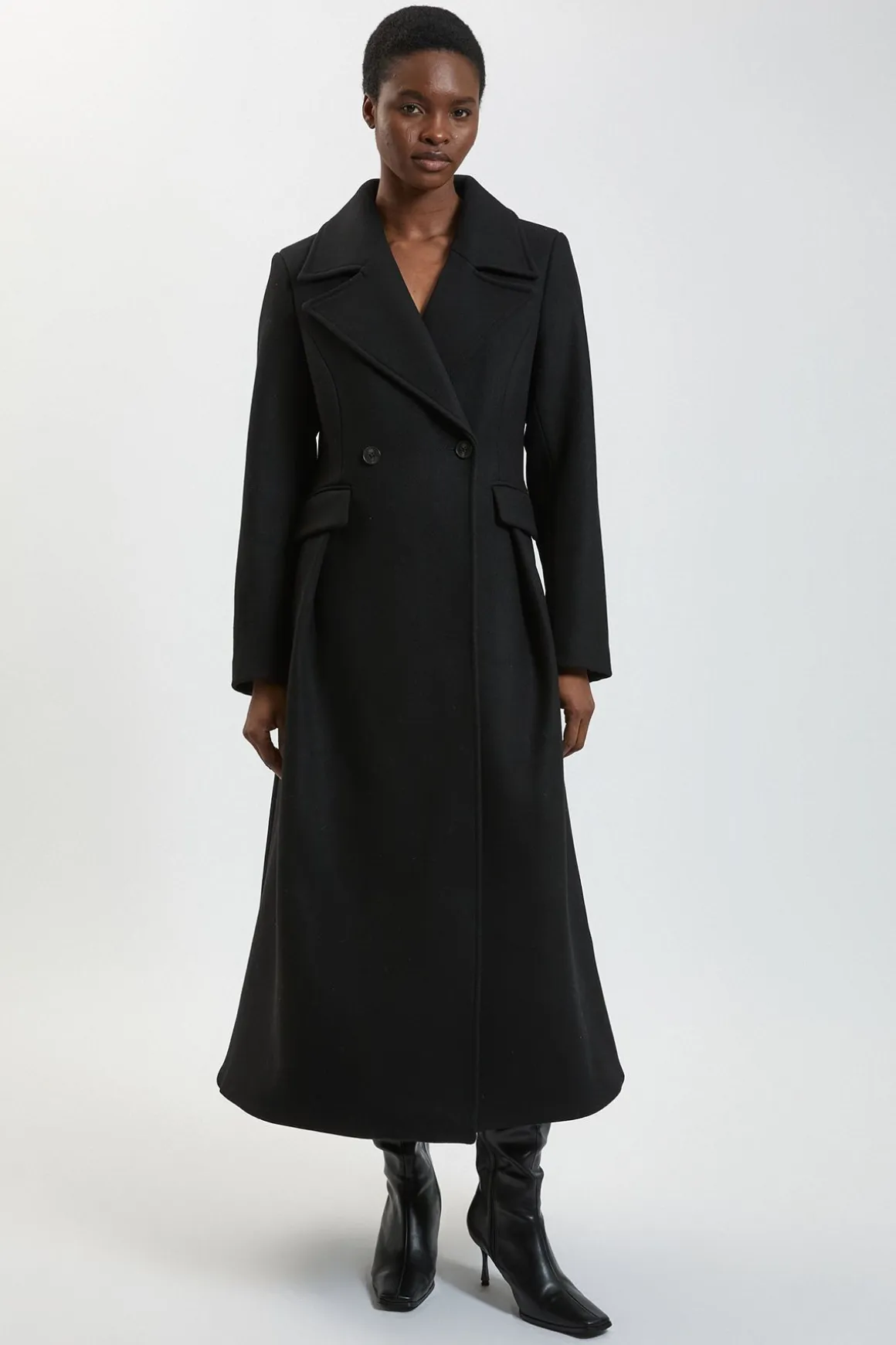 Manteau Mi-long Évasé En Laine Ajusté Petite