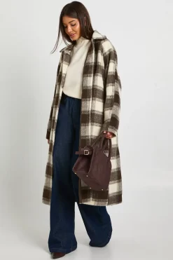 Manteau oversize à carreaux en laine
