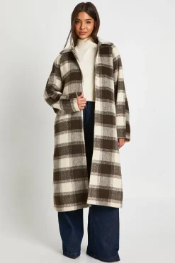 Manteau oversize à carreaux en laine