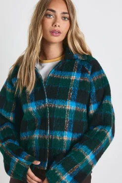 Manteau oversize à carreaux, look laine