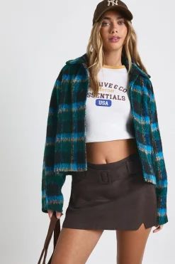 Manteau oversize à carreaux, look laine