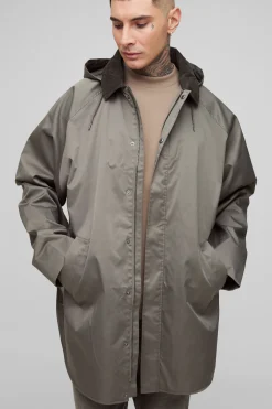 boohooMAN Manteau parka à capuche surdimensionné avec col en corde pour homme de grande taille<Homme Tout Afficher|Vestes & Manteaux Tall