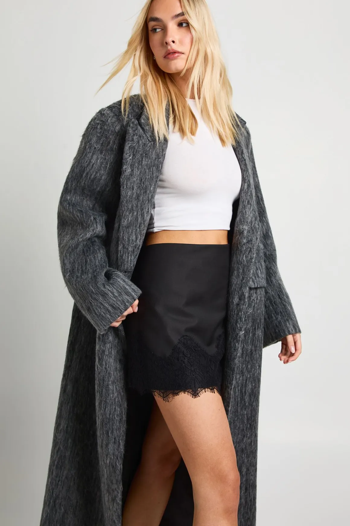 Manteau à épaulettes style laine brossée