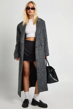 Manteau à épaulettes style laine brossée