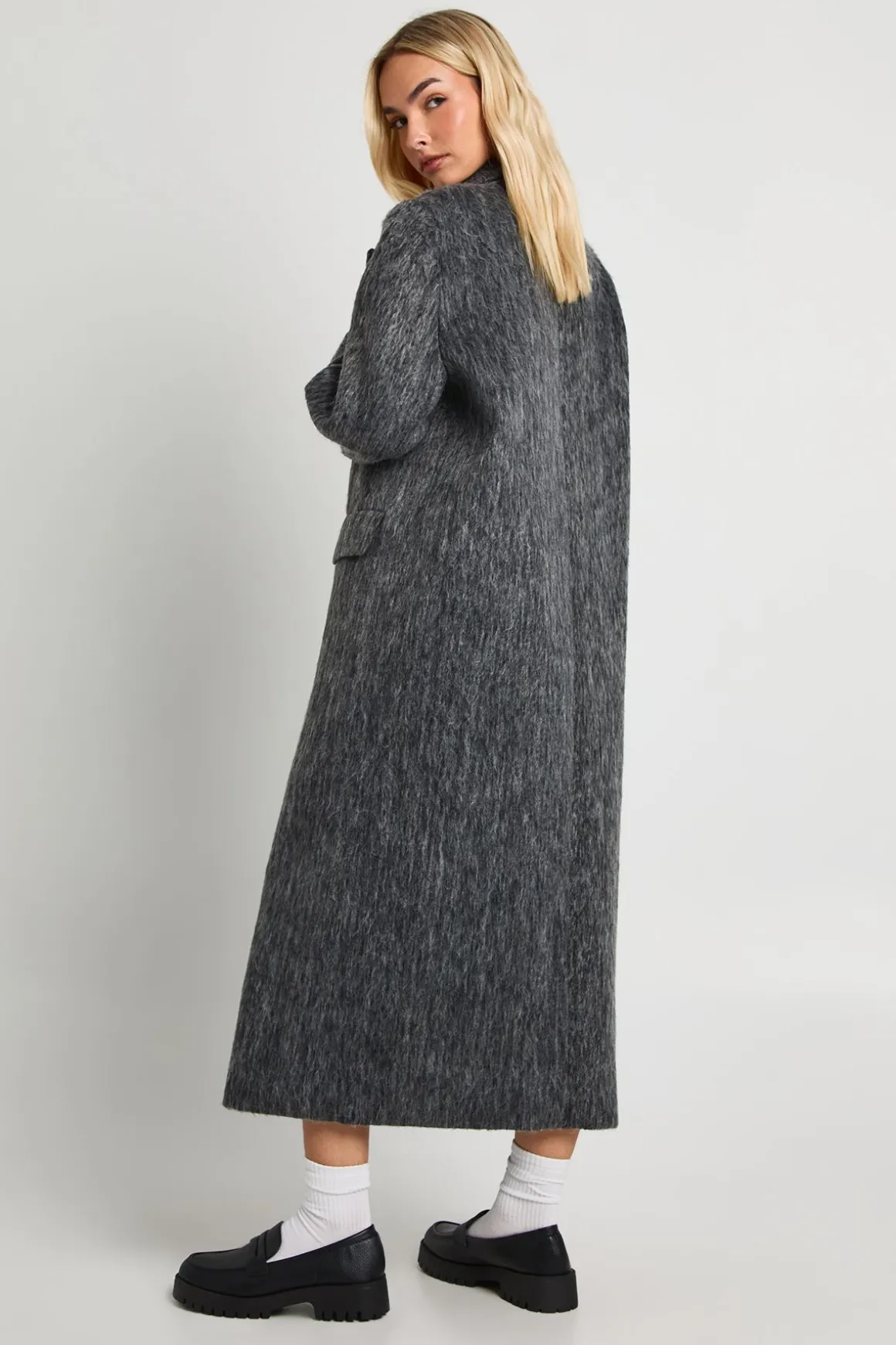 Manteau à épaulettes style laine brossée