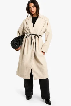 Manteau Petite Aspect Laine avec Ceinture en synthétique