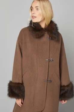 Manteau Petite à Col en synthétique avec Détail Brandebourg