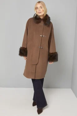 Manteau Petite à Col en synthétique avec Détail Brandebourg