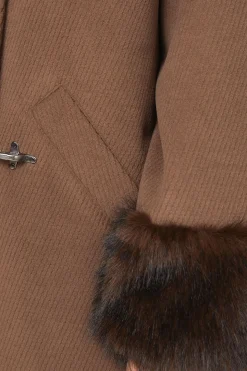 Manteau Petite à Col en synthétique avec Détail Brandebourg