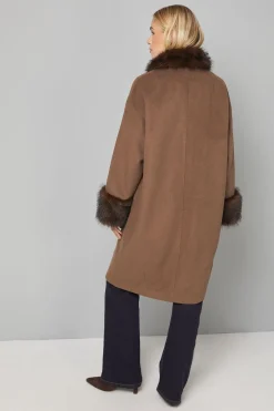 Manteau Petite à Col en synthétique avec Détail Brandebourg