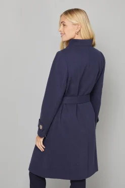 Manteau Petite à Col Montant avec Ceinture Nouée