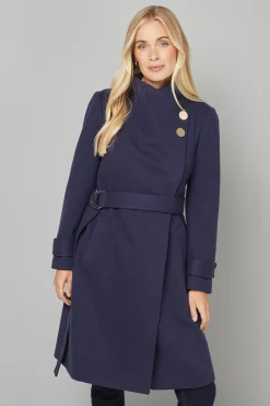 Manteau Petite à Col Montant avec Ceinture Nouée