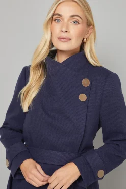 Manteau Petite à Col Montant avec Ceinture Nouée