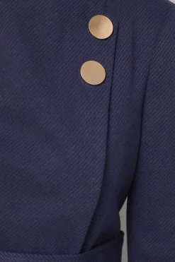 Manteau Petite à Col Montant avec Ceinture Nouée