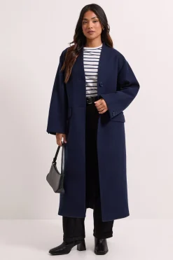 Manteau Petite Sans Col à Simple Boutonnage en Fausse Laine