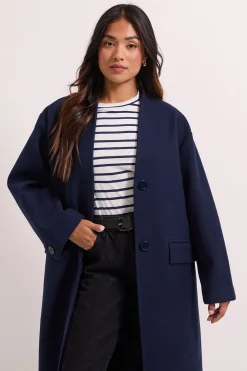 Manteau Petite Sans Col à Simple Boutonnage en Fausse Laine