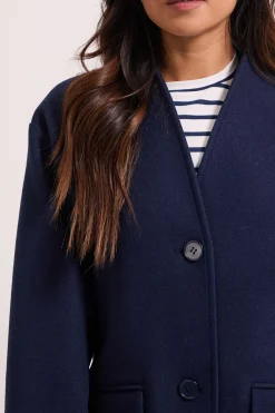 Manteau Petite Sans Col à Simple Boutonnage en Fausse Laine