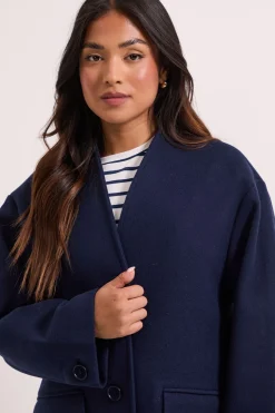 Manteau Petite Sans Col à Simple Boutonnage en Fausse Laine
