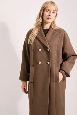 Wallis Manteau à Poches Double Boutonnage Principles by<Femme Looks Chocolat|Vestes & Manteaux