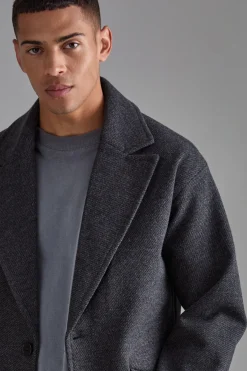 Manteau à simple boutonnage en gris