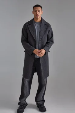 Manteau à simple boutonnage en gris